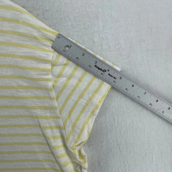 Talbots Blouse Top Women 2X Yellow White Stripe Round Neck Pullover Short Sleeve - Picture 5 of 9